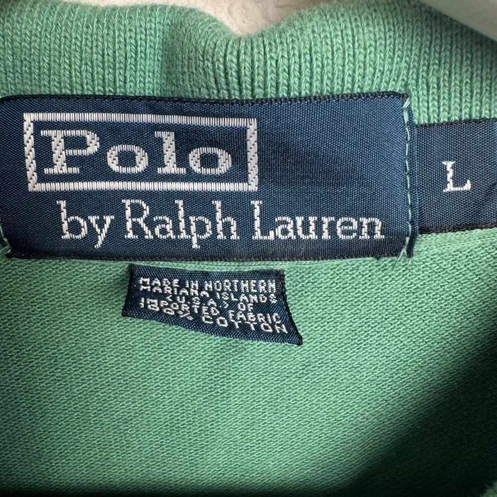 Polo Ralph Lauren Classic Fit Polo Shirt Large Green Pique Cotton Pony Logo